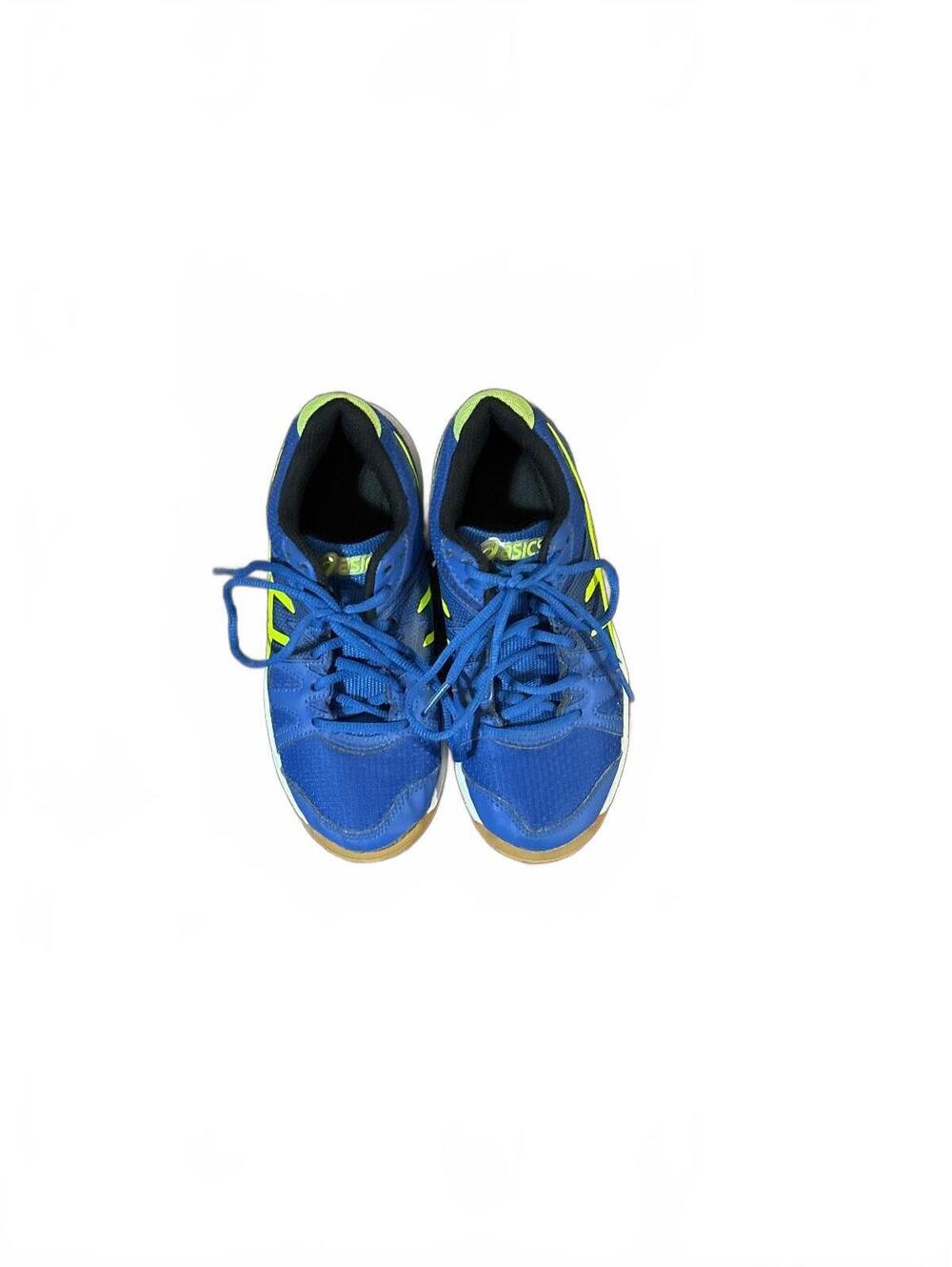 ASICS Royal Blue Neon Yellow Indoor Court Shoes Kids Size 1Y 20cm Volleyball Gym